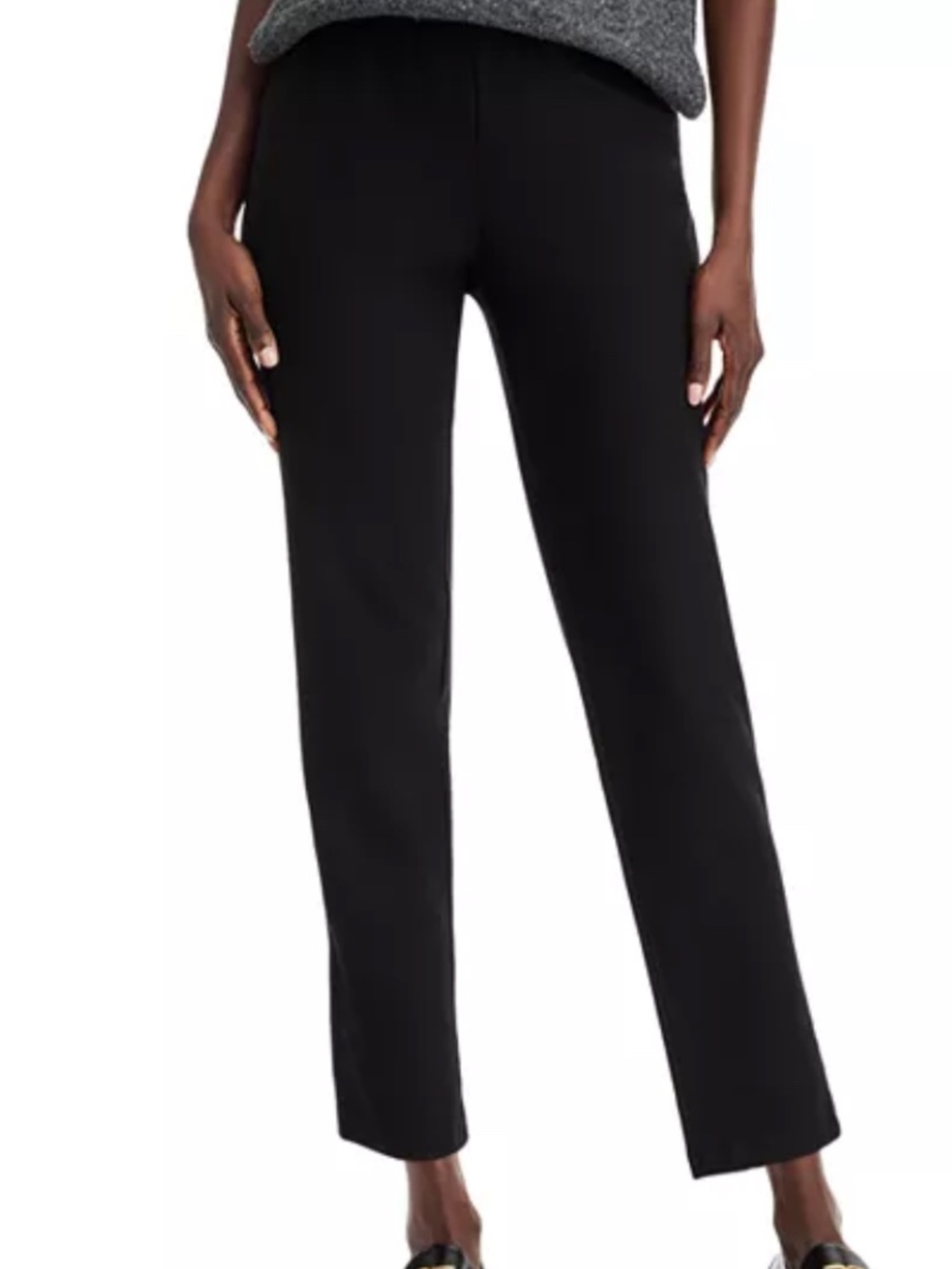 Eileen Fisher Black Straight-Leg Pull-On Ponte Pants